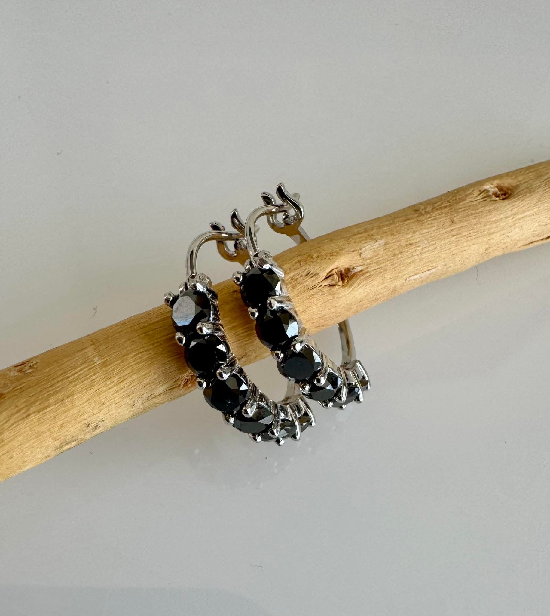 Sterling silver black diamond earrings
