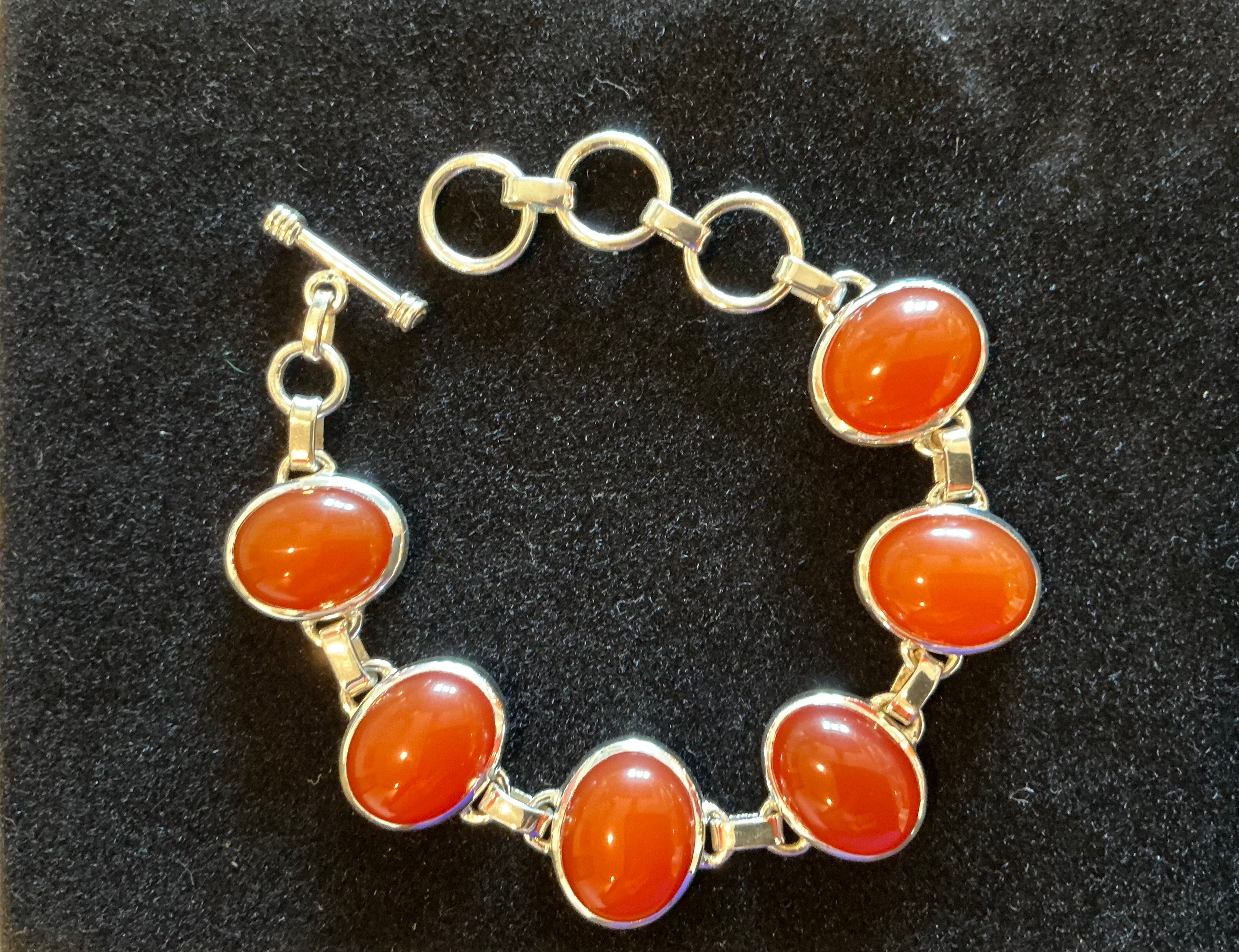 Sterling silver carnelian bracelet