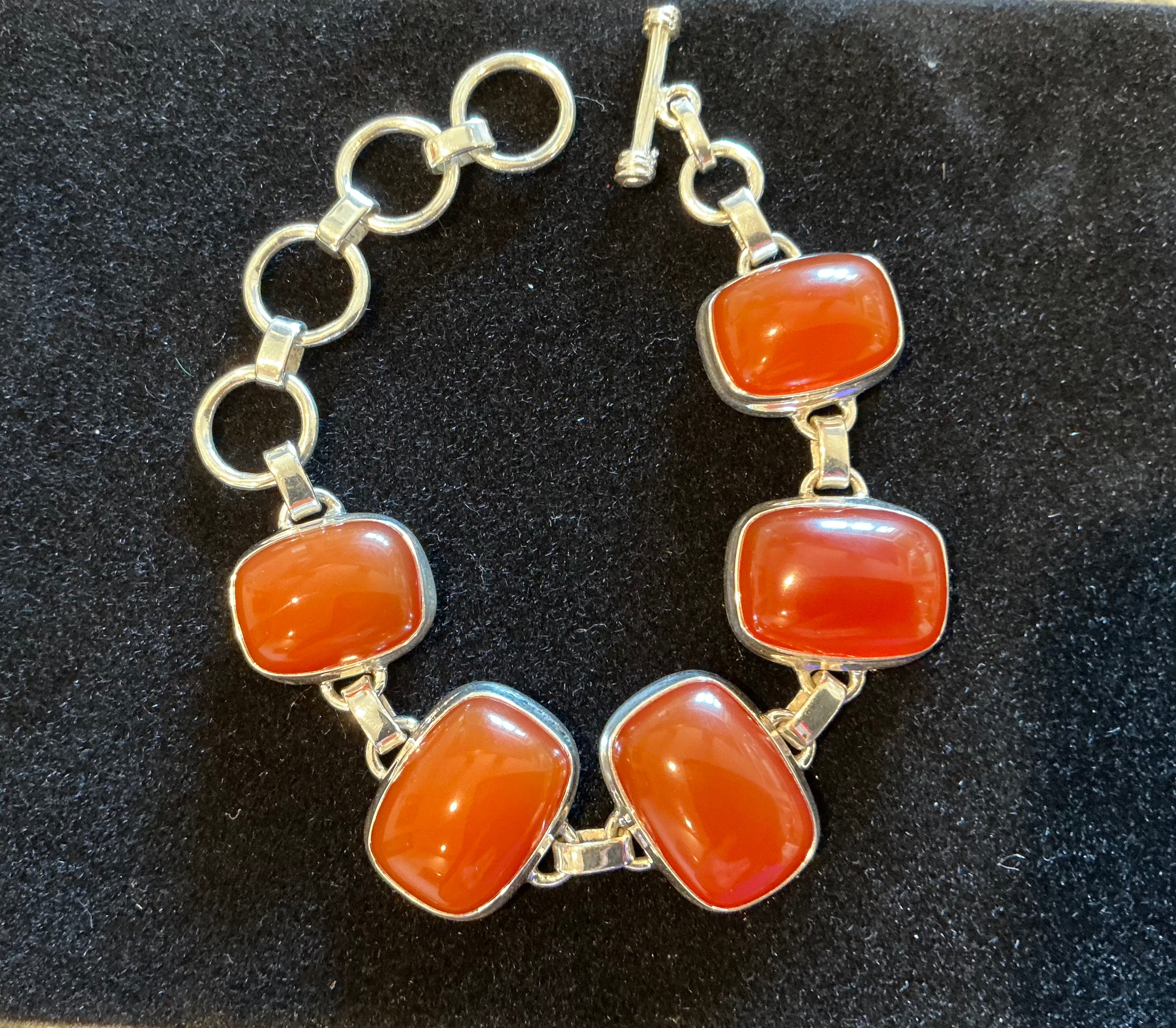Sterling silver carnelian bracelet