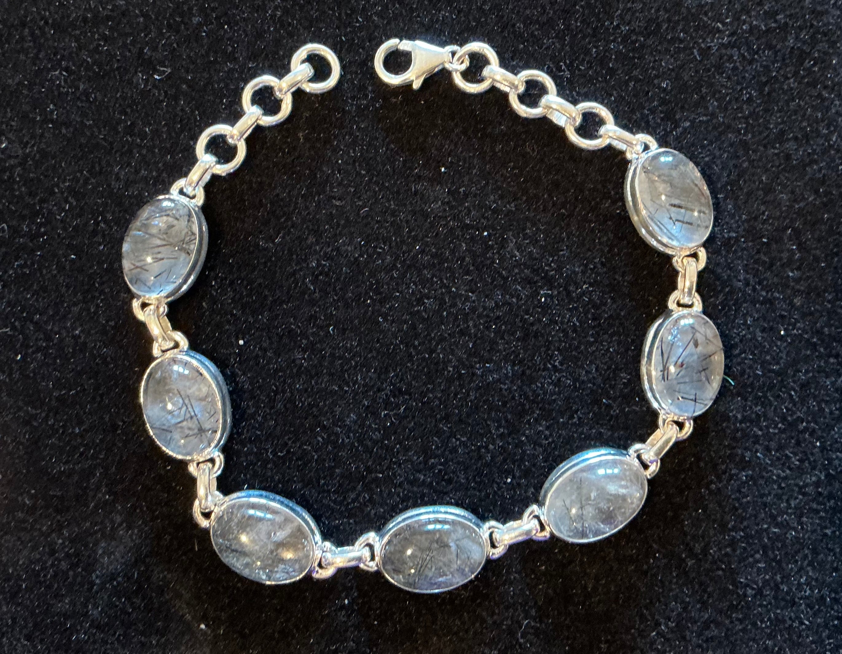 Sterling silver black rutile bracelet